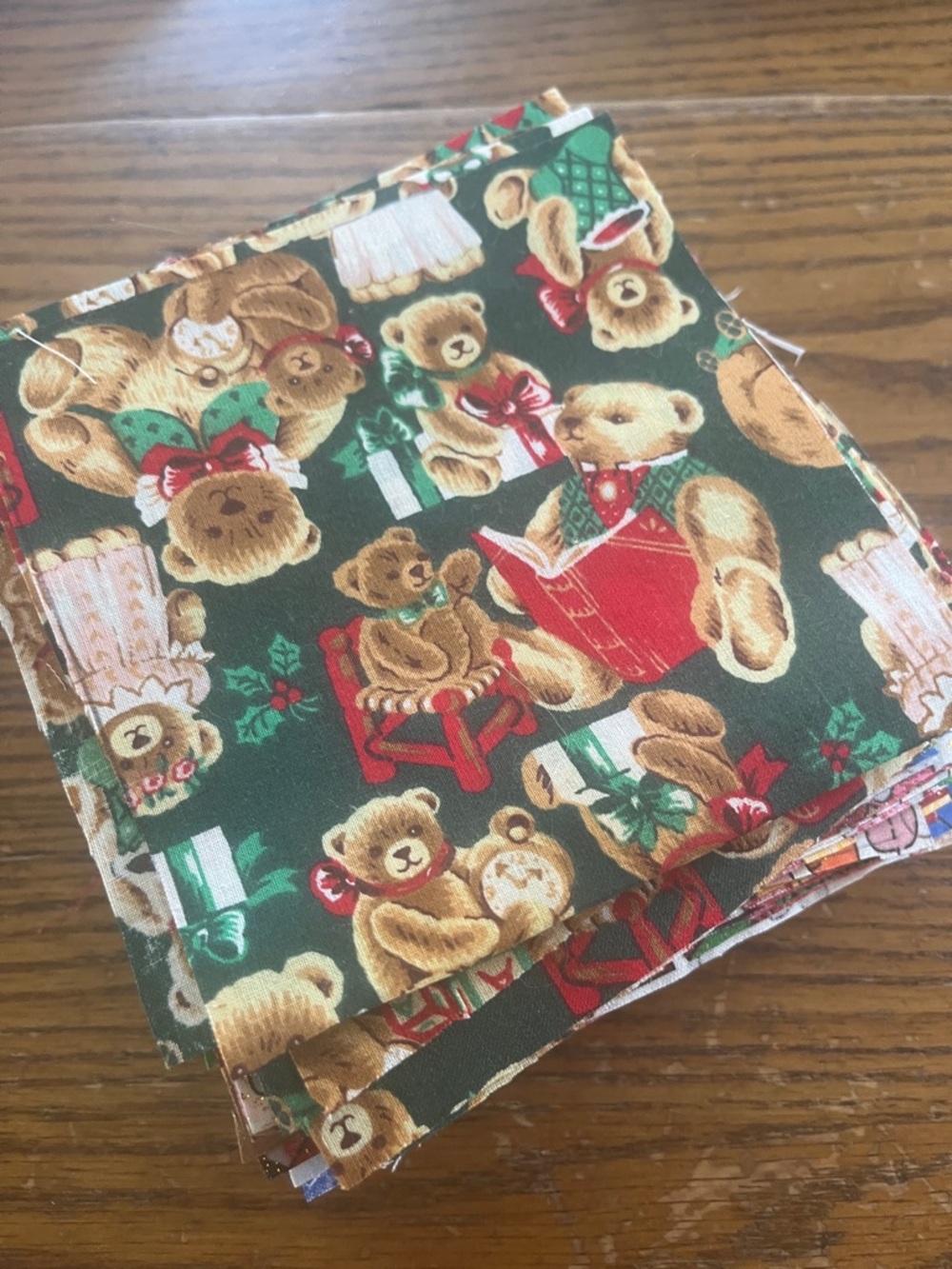 Holiday Christmas Fabric Squares Bundle - Red, Green, Gold, Cream